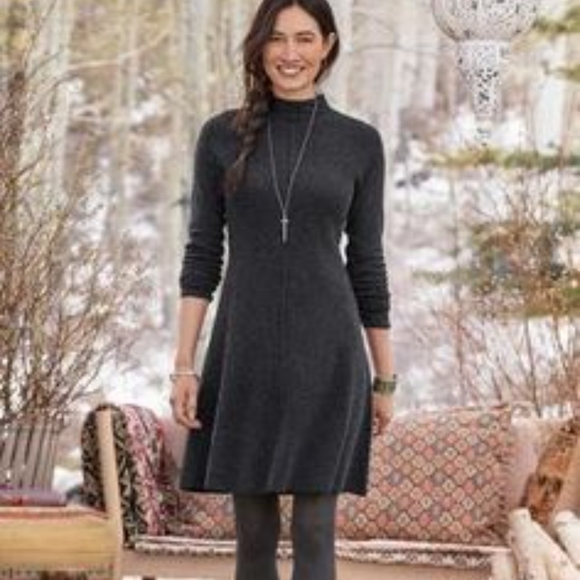 Sundance Dresses & Skirts - SUNDANCE Pure CASHMERE Mock Neck Heathered Charcoal Sweater Dress Small